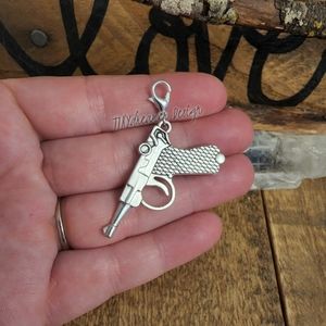 5/$25 Large Gun Charm Bag Clip Pursecharm Unisex Military Jewelry Army Gift idea